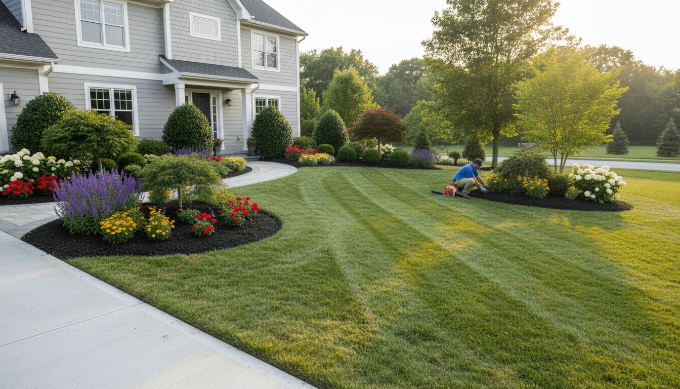 Before and after front yard landscaping improvement
