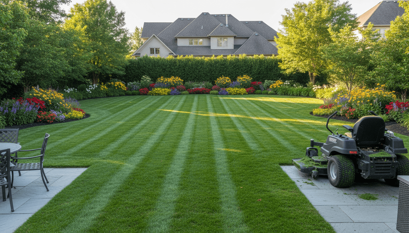 Professional landscaping and yard maintenance completed by LoneStarSvc