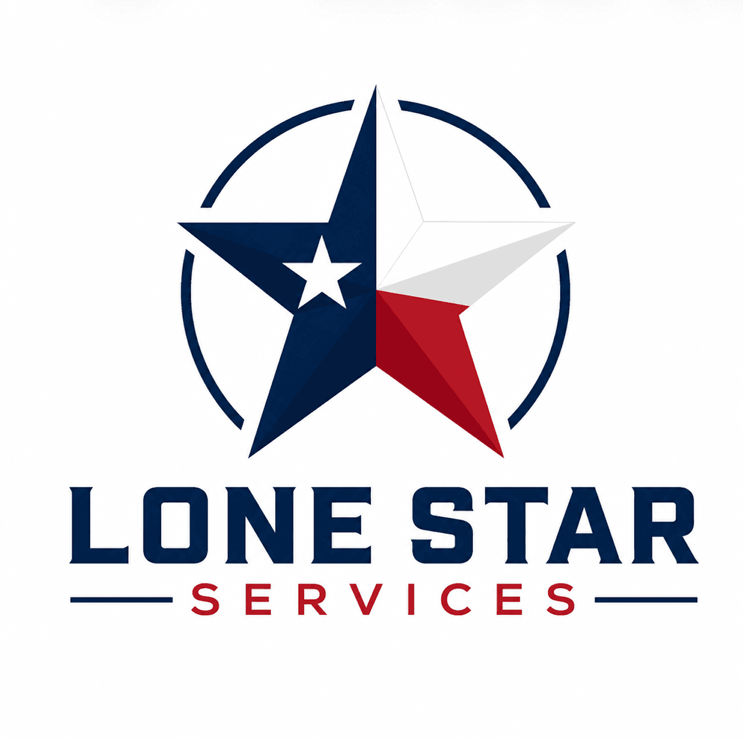 Lone Star Services logo featuring a Texas flag star inside a blue circular outline.